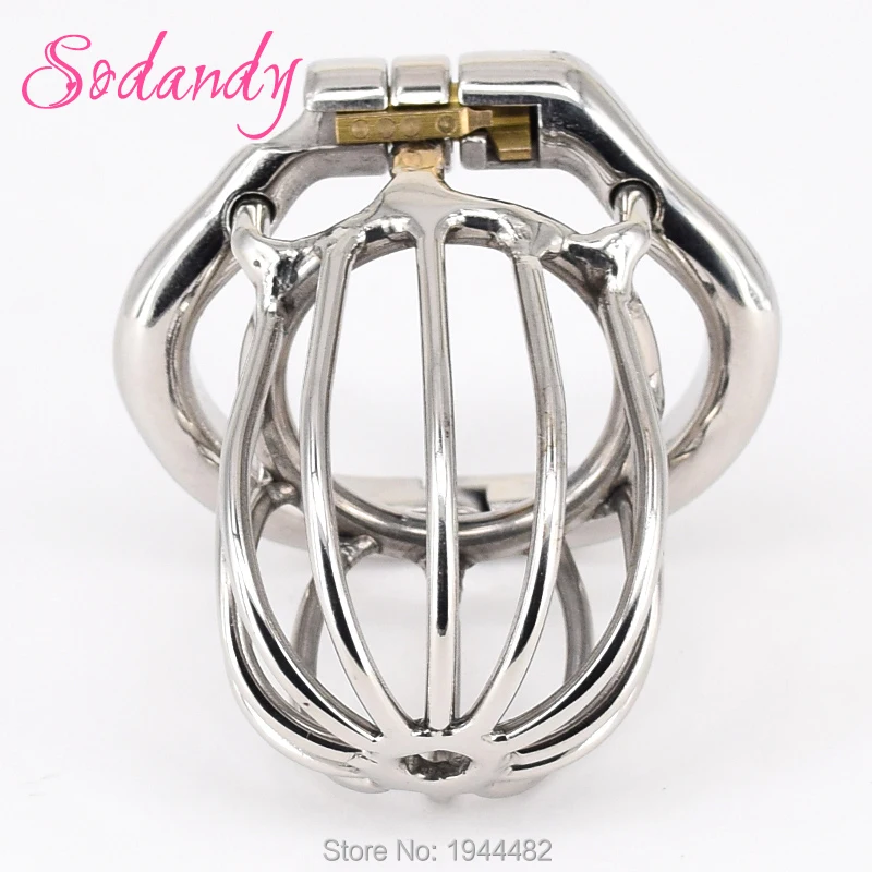 Cena SODANDY 2018 mężczyzna urządzeń Chastity mężczyzna Cock Cage ze stali nierdzewnej Penis ograniczenia blokowanie Cock Ring z Stealth zamki Sex zabawki