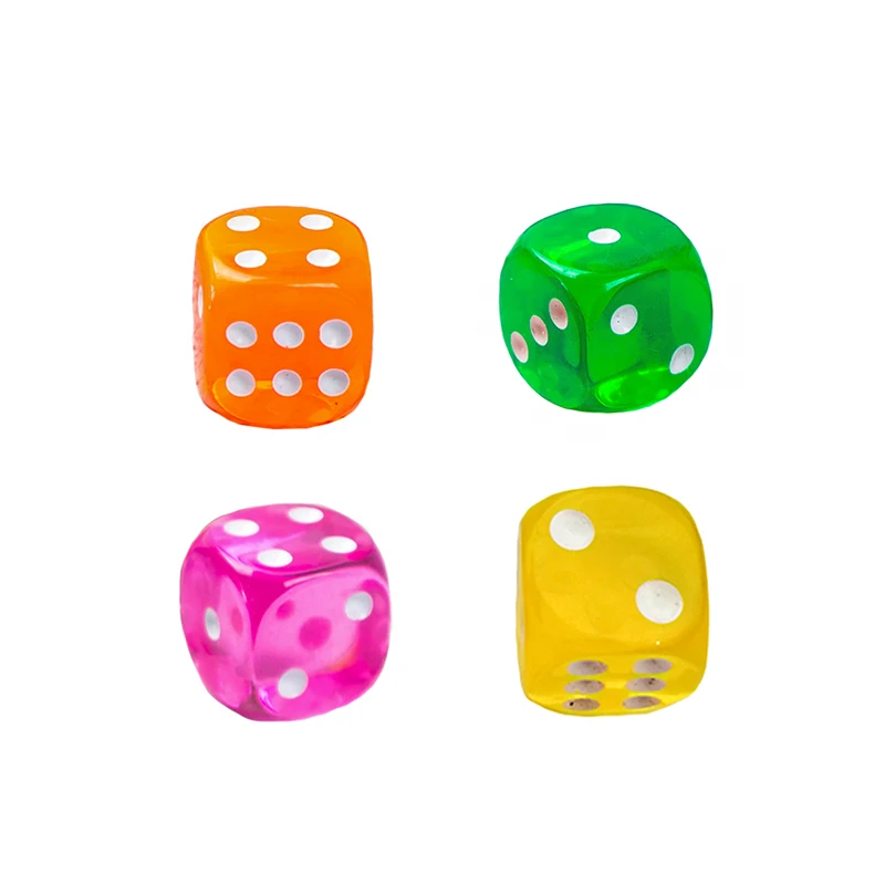 

2PCS 6 Sided Portable Table Games Dice 16MM Acrylic Round Corner Board Game Dice Party Gambling Game Dices Digital Dices