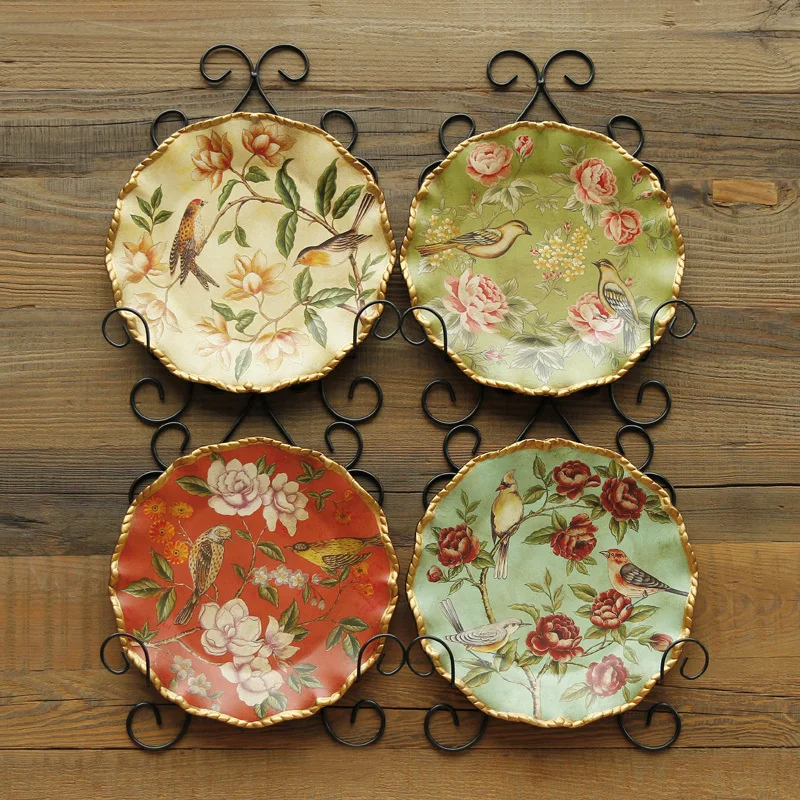 European pastoral countryside painted decorative plate ornaments luxury