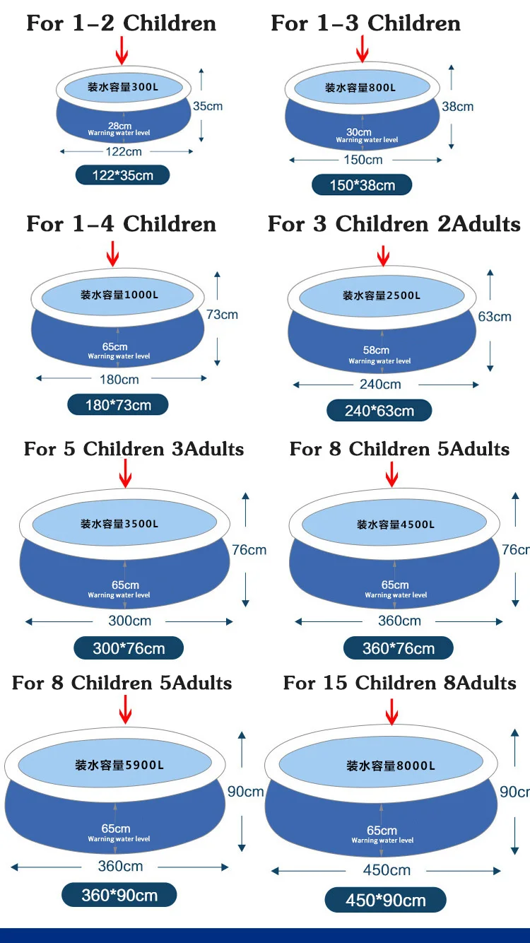 Большой взрослый плавательный бассейн детский плавательный бассейн s разного размера PVC бассейн надувные инструменты для плавания