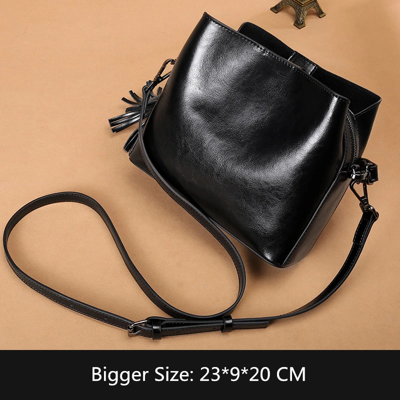 Модные Сумки из натуральной кожи для женщин Crossbody сумка Роскошные сумки дизайнер сумка-мешок Sac основной - Цвет: Bigger Black