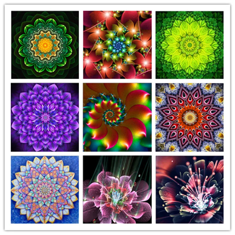 

5D DIY Full Diamond Embroidered Fantasy Flower Round Diamond Mosaic Color Mandala Round Diamond Painting Cross Stitch Art