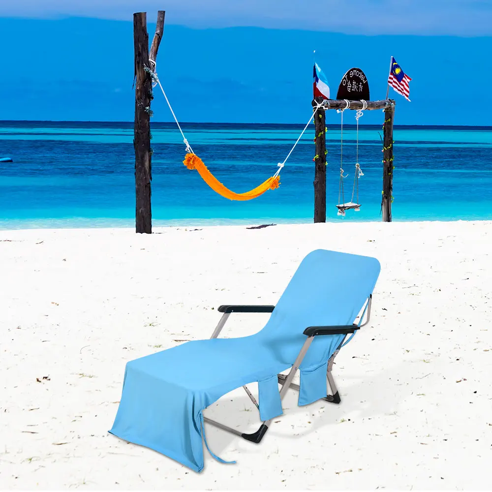 Полотенце для бассейна, садовые пляжные шезлонги для загара, покрывало с длинным ремешком и карманом для летнего бассейна, для активного отдыха