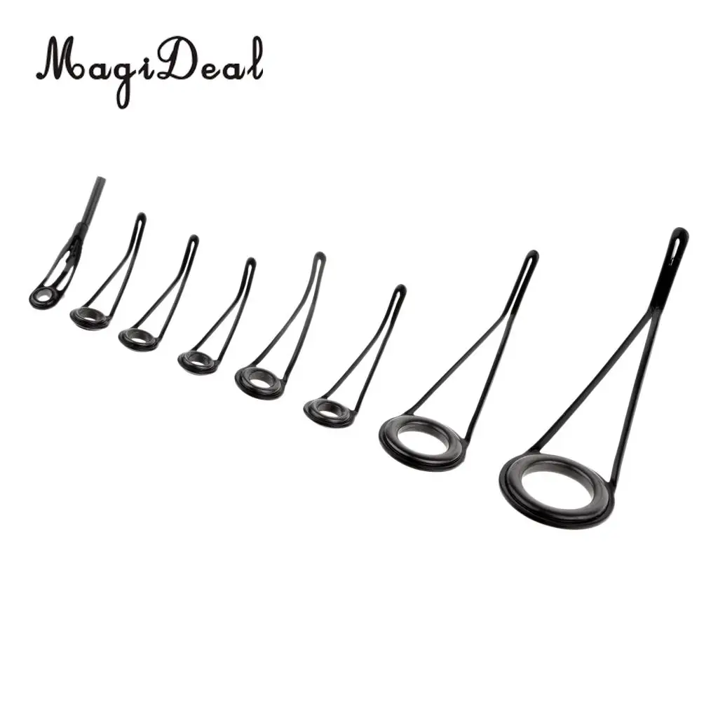 8pcs Fishing Rod Rings Stainless Steel & Ceramic Fishing Rod Guides Rings 0.28cm - 1.1cm Repair Kit DIY