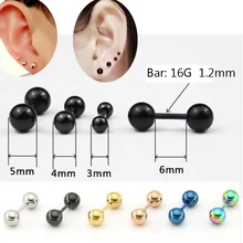 2 шт./лот 16G 1,2 мм розовое золото Нержавеющая сталь серьги-шарики штангой козелка серьги нос нательное пирсинг-кольцо ювелирные изделия