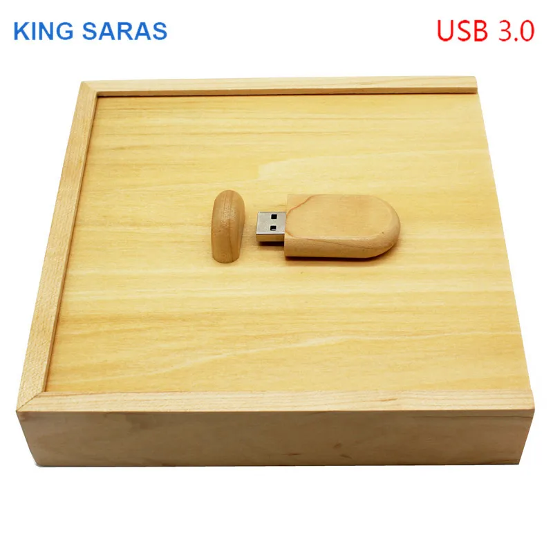 

KING SARAS usb 3.0 photography custom made Wooden+box usb flash drive pendrive 4GB 8GB 16GB 32GB maple wooden usb3.0