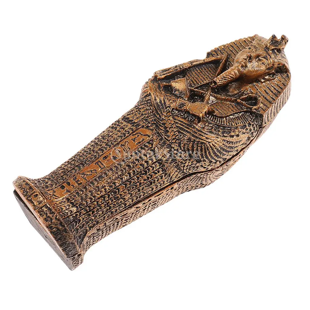 4 Inch Ancient Egyptian Coffin with Mummy Figurine for Home Decoration Resin Craft Collectible