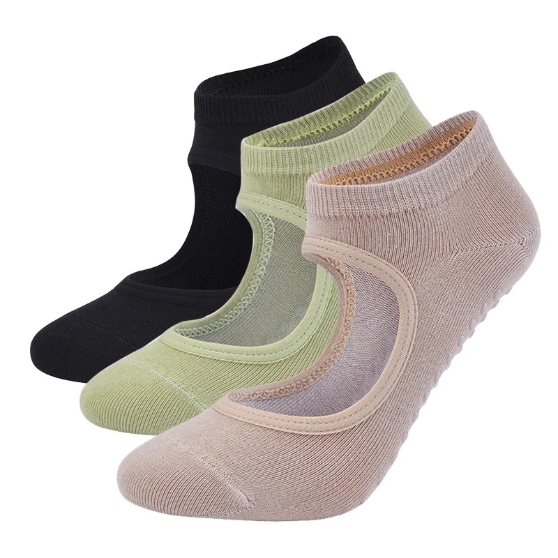 Women High Quality Pilates Socks Anti Slip Breathable Backless Yoga Socks Ankle Ladies Ballet Dance Sports Socks for Fitness Gym
