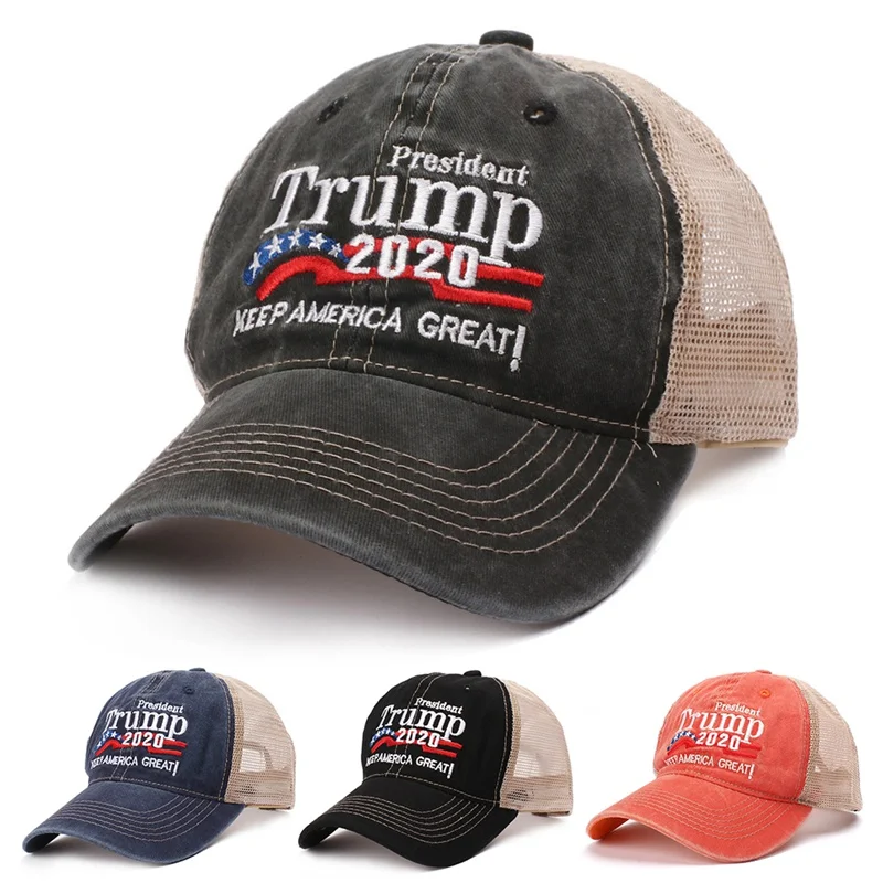 

New Summer Trump 2020 Red Hat Mesh Baseball Cap Keep America Great Embroidery Letter Camouflage Army Trucker