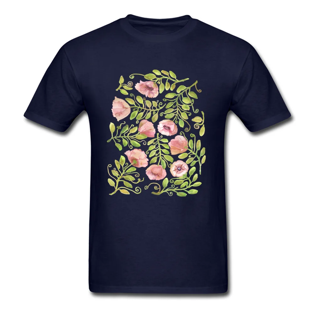 Pink Poppies Pattern by Michelle Scott at dotsofpaint studios_navy