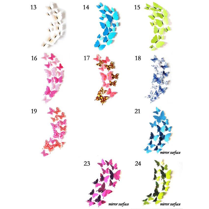 12 шт./лот ПВХ стикер на стену s бабочки-магниты DIY стикер на стену домашний Декор Плакат Детская комната украшение стены