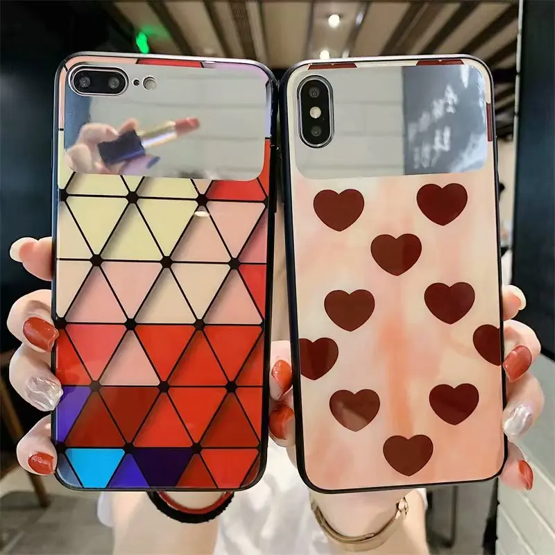 

FastDeng luxury rhombus pattern mirror phone case for iPhone 6 7 8plus Sweet heart soft TPU cases for iPhone X XS XR XS Max case