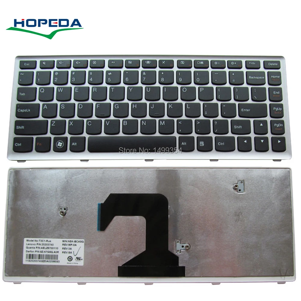 New Laptop Keyboard For Lenovo U410 Keyboard Replacement Silver Frame