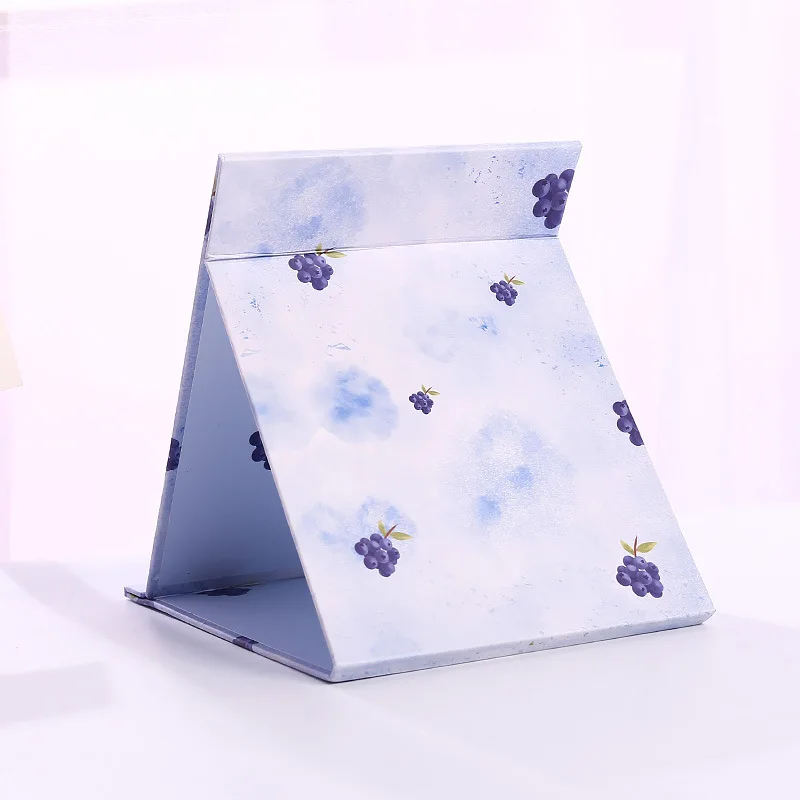 Foldable Fruit Pattern Makeup Mirror Dormitory Dressing Book Desktop Cute Large Portable Flip Student Mirror Angle Adjustable