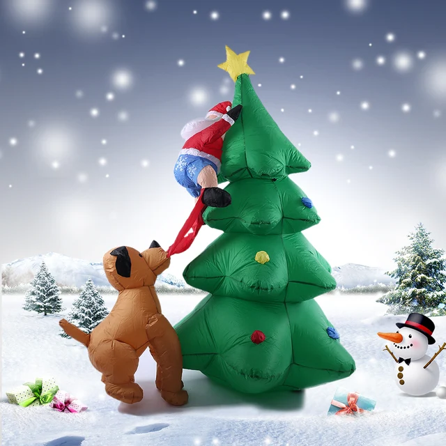 Us 60 56 35 Off 1 8m 70in Decorations Tall Inflatable Christmas Tree Dog Decor X Mas Outdoor Ornaments Ac100 240v In Trees
