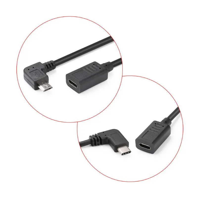 

30cm 90 Degree Expansion Cable Cord Data Transmission Wire USB Micro Type-C for DJI Osmo Pocket Gimbal Camera Adapter