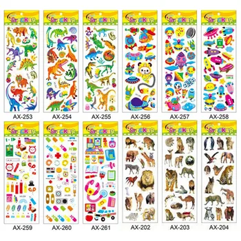 

10Pcs Stickers Scrapbooking Stationery 3D Dinosaur Cartoon Simulation Bubble Sticker School Diary Decoration Random