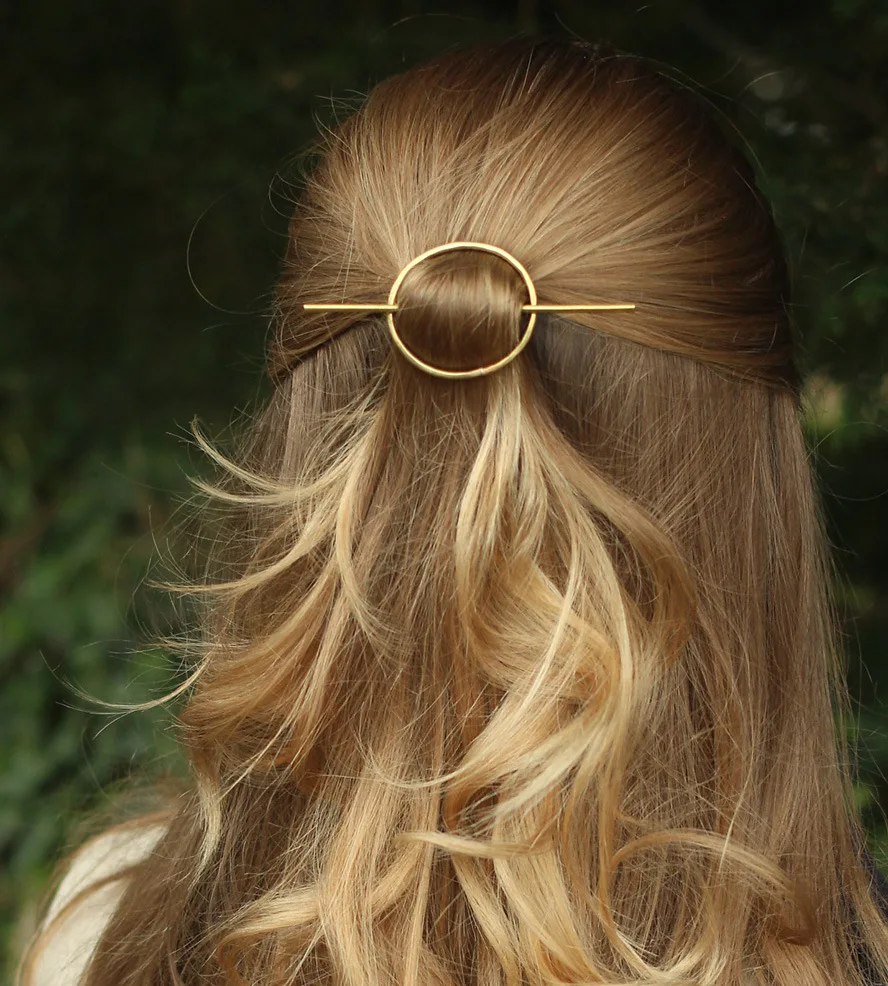 Women Hair Accessories gold color Round Hair Clip Pin Metal Geometric