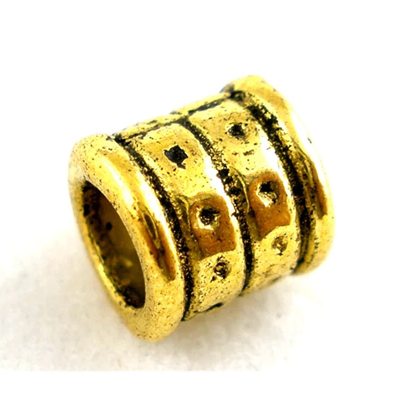 50Pcs Antique Gold Tone Tube Spacers Beads Perles Jewelry Charms 6x6mm