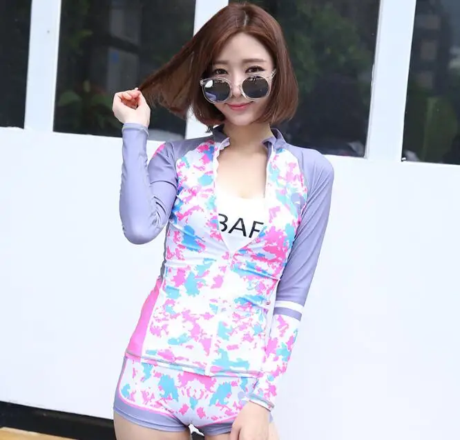 

2019 Women Wetsuit for swimming Long Sleeves +shorts Surf boating drifting DiveSnorkeling Diving Surfing Swimming Tight Swimsuit