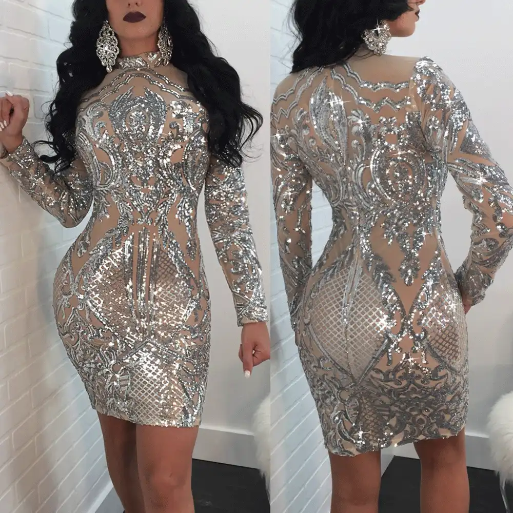 Feedback Ricamo Sexy Del Bodycon Su Di Paillettes Detail Domande PZiukOX