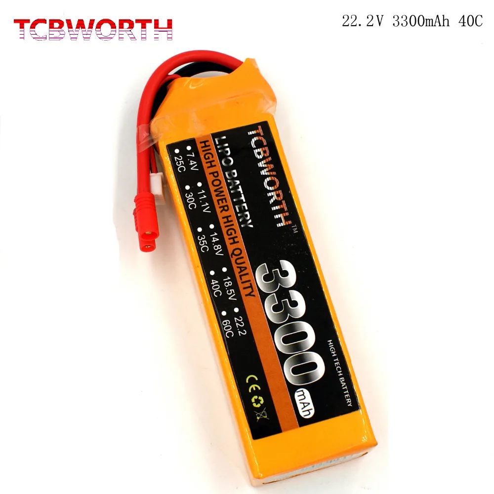 

TCBWORTH LiPo Battery 6S 22.2V 3300mAh 40C Max 80C RC Helicopter For RC Airplane Quadrotor Drone Car boat Truck Li-ion Battery