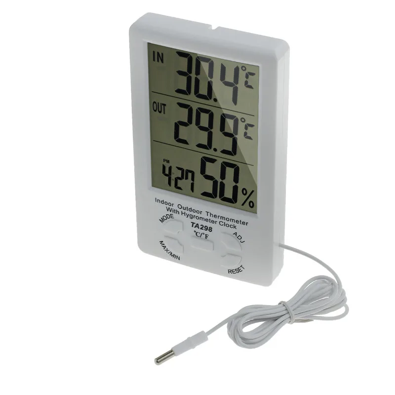 Proster ЖК дисплей Цифровой термометр гигрометр электронный Температура измеритель влажности Метеостанция Крытый уличный индикатор белый