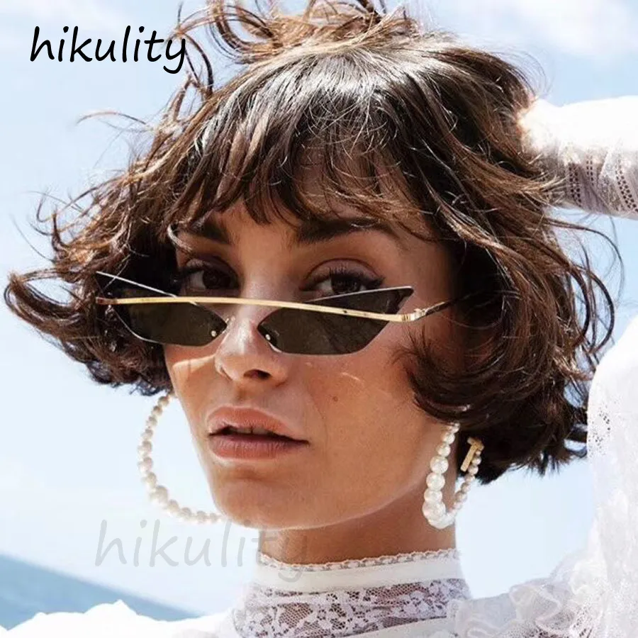 

87192 Vintage Small Narrow 90s Cat Eye Sunglasses Women 2018 Trending Stylish Ladies Shades Retro Cateye Sun Glasses Female