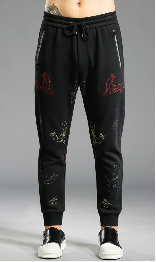 Новые спортивные штаны в стиле хип-хоп, черные штаны, Мужские штаны DF98