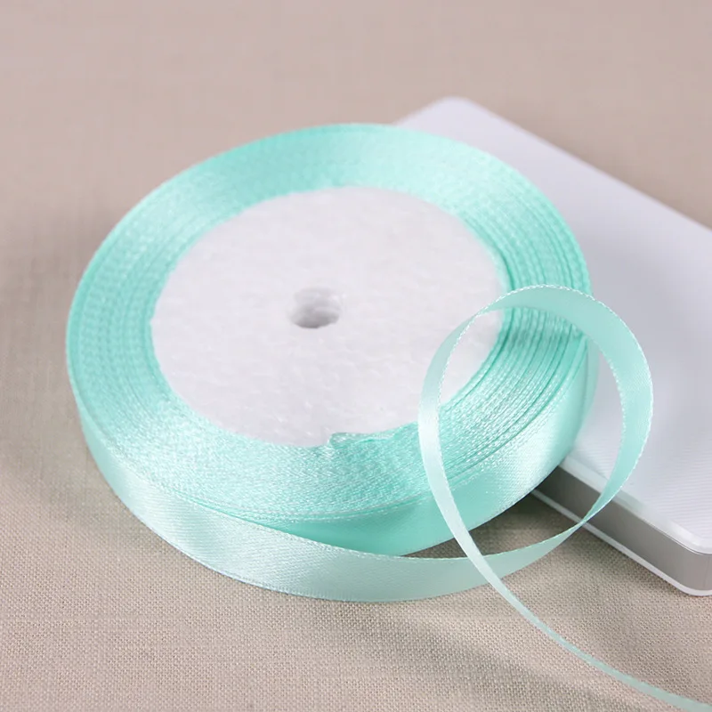 Aqua Green Silk Satin Ribbon Wedding Decorative Gift Wrap Accessories DIY Handmade Material 25Yards 6/10/15/20/25/40/50mm