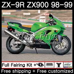Корпус для KAWASAKI NINJA ZX 900 ZX900 ZX9 R ZX-9R 1998 1999 65HC. 6 ZX 9 R 900CC ZX9R 98 99 ZX 9R 98 99 обтекателя фабрики зеленый комплект