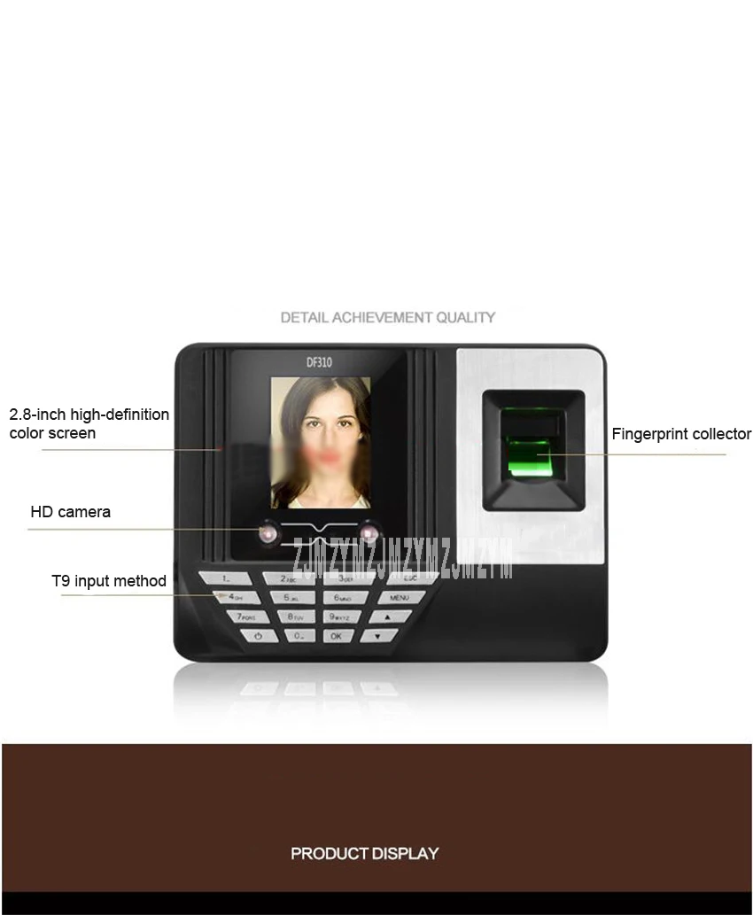 DF310 распознавание лица посещаемость отпечаток пальца карта распознавание лица знак машина кисть лицо для работы удар 2,8 дюймов экран