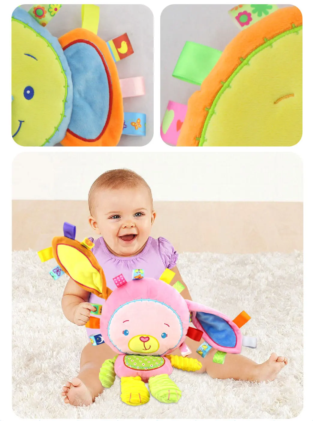 Новорожденный детские игрушки 0-12 месяцев мягкие игрушки для мультяшных животных коляска детские игрушки-погремушки
