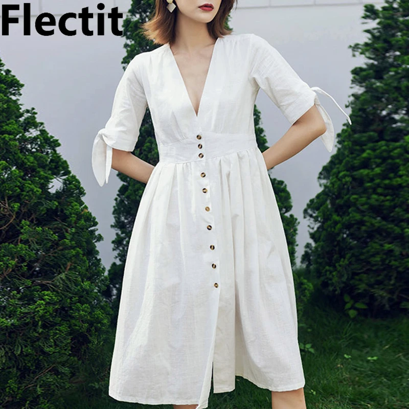 Flectit Women Summer Dress Linen Blend ...