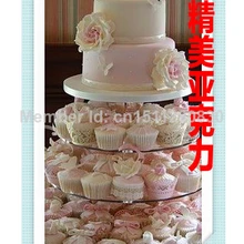 Круглый в сумке скидки пользовательские 5 уровня Акриловые Свадебный торт шампанское Show Акриловые Кекс Стенд Свадебные украшения