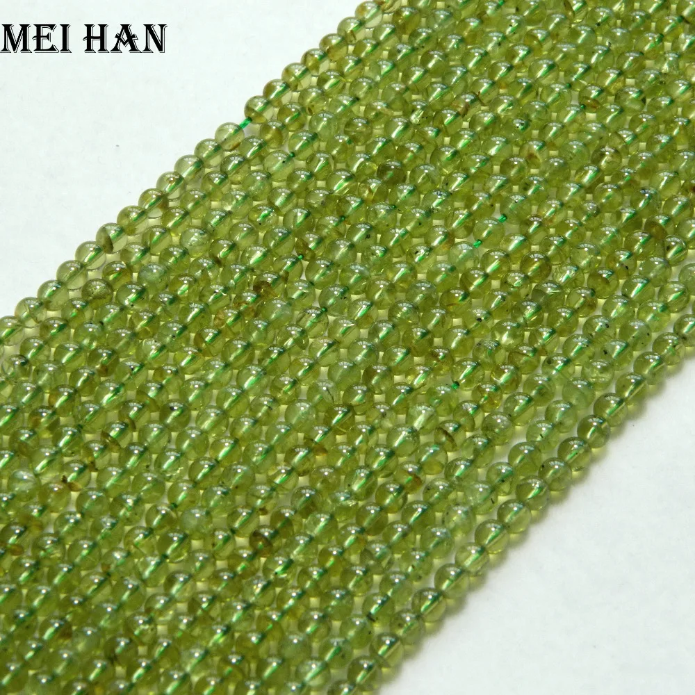 

Free Shipping (2 strands/set) natural green peridot 4mm smooth round gem stone loose beads for jewelry making DIY bracelet