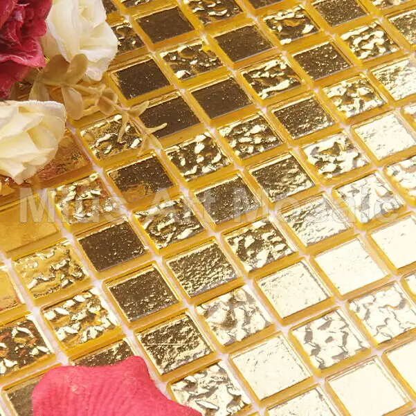 Чистое золото стеклянная мозаика Bisazaa плитка 20х20х4 мм для кухни backsplash A5W01 HW02 20 4|tile