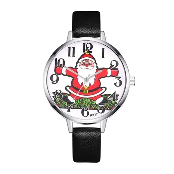 

Fashion Luxury Quartz Watches Cheap Women Music Sport Military Steel Dial Leather Band Wrist Watch Christmas Snowman GIFTS