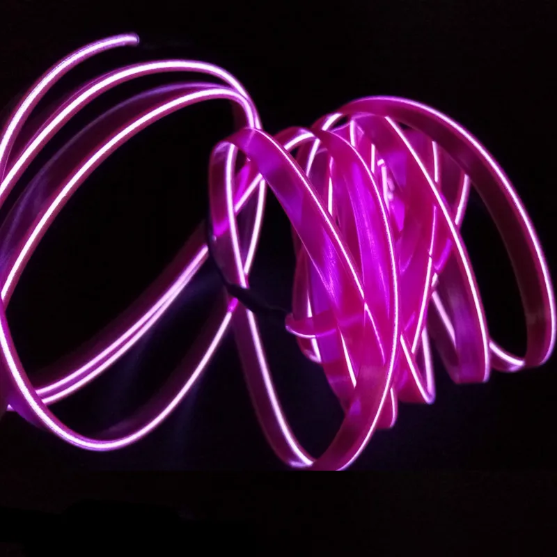 JURUS 5 метров освещение салона автомобиля светодиодные фонари для авто Гибкий El провод веревка трубка Неоновая линия 10 цветов 12 В инвертор - Испускаемый цвет: Фиолетовый