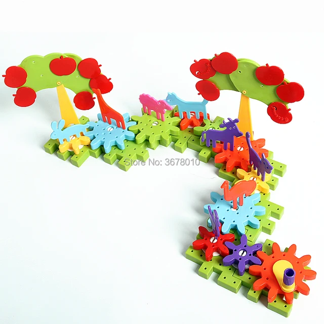 Fun With Gears DIY Creative Happy Farm Gears Building Set Spinning Gear Combination Educational STEM Toy Construction Kits 2