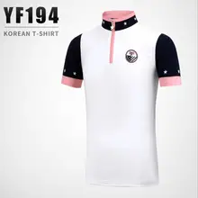 PGM/ детская спортивная одежда для гольфа летняя дышащая быстросохнущая Спортивная одежда для девочек с короткими рукавами и воротником-стойкой на молнии