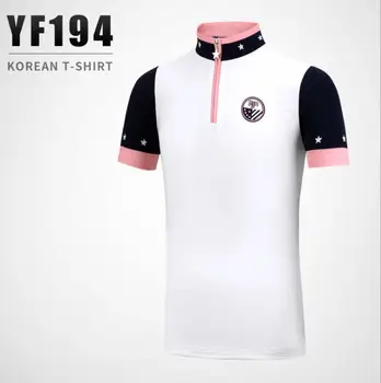 

PGM 2019 children's golf sportswear girls youth summer breathable Quick Dry Zipper Stand Collar short-sleeved golf sports T-Shir