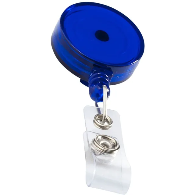 Retracting blue ID badge holder reel clip, back belt clip,extend nylon