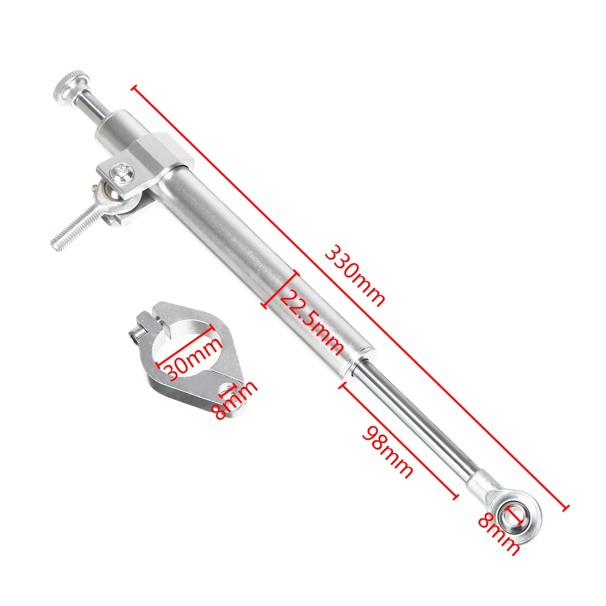 1 шт. 330 мм Универсальный алюминиевый амортизатор Руля Мотоцикла вилка стабилизатор Серебряный амортизатор для грязных велосипедов Скутер ATV