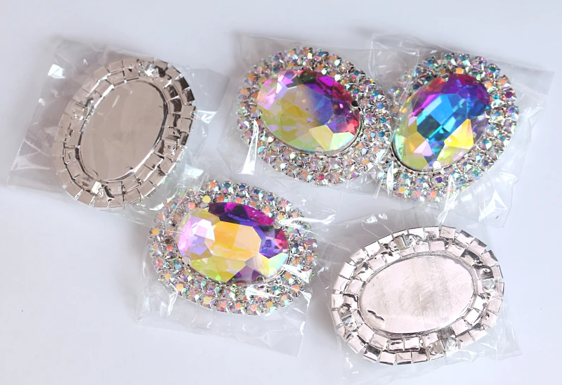 Billow Glass Sew On Rhinestone Button (3)