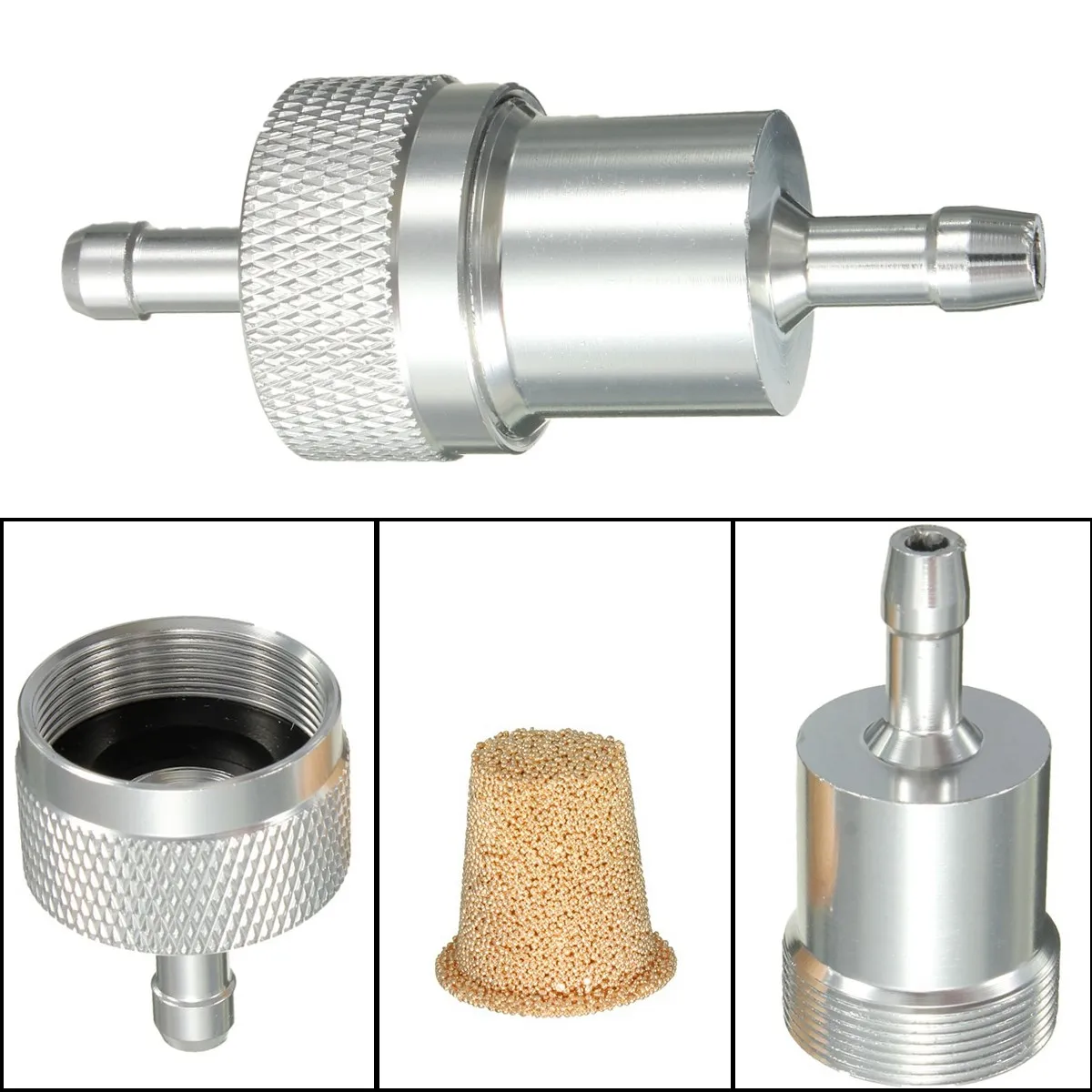 Autoleader хром Универсальный мотоцикл Inline топливный масляный фильтр 1/4 6 мм CNC алюминиевый сплав