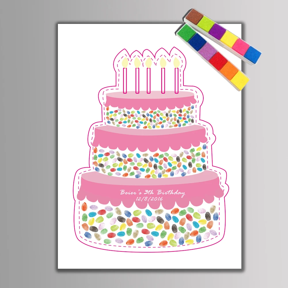 Livre D Or A Empreintes Digitales Pour Gateau D Anniversaire Creatif 1 Ensemble De Decorations De Fete D Anniversaire Pour Bebe A Faire Soi Meme 2 Jeux De Tampons D Encre Inclus Aliexpress