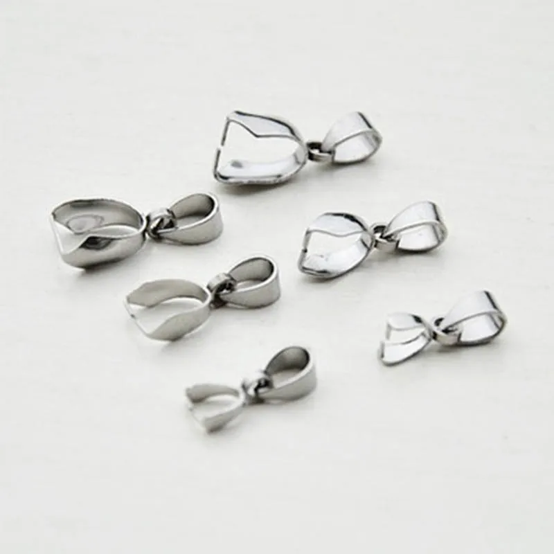 

10pcs/lot 316L Stainless Steel Pinch Clip Bail Pendants Hooks 15mm 17mm 19mm Snap on Bail Connector Clasps DIY Jewelry Making