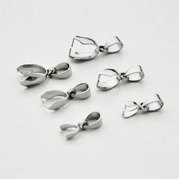 

10pcs/lot 316L Stainless Steel Pinch Clip Bail Pendants Hooks 15mm 17mm 19mm Snap on Bail Connector Clasps DIY Jewelry Making