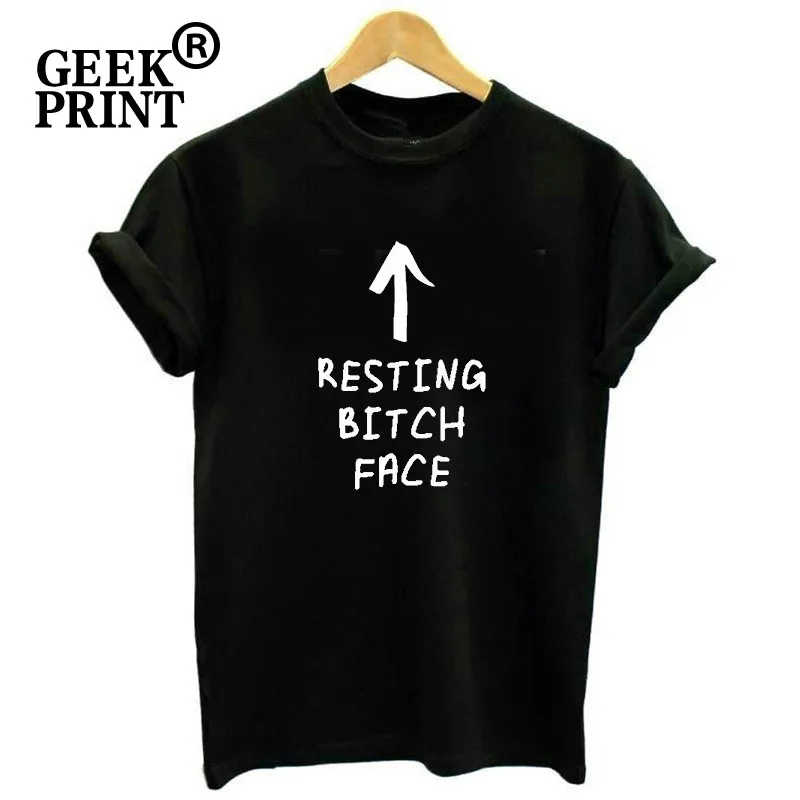 

Women Tops RESTING BITCH FACE Print Tshirts Lady funny sarcasm fashion sarcastic love present T Shirt Gifts